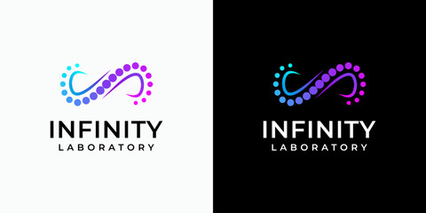 Vector logo design of the infinite DNA symbol with a modern, simple, clean and abstract style. Icon for business, research, science and personal branding.