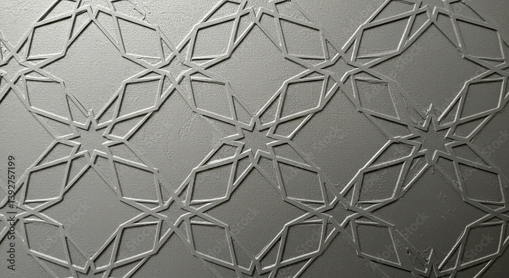 Poster gray pattern background. geometric shapes form a star and diamond pattern. the design is embossed on