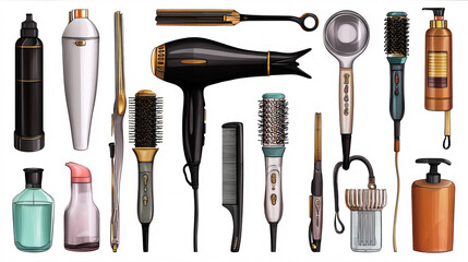 A collection of high-quality hair styling tools and beauty equipment.  