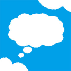 ちぎり絵のようにジワジワ滲んだラフなアウトラインの白い雲のようなフキダシ・フレームシリーズ。セリフや名札（ネーム）やワッペンに。ベクター素材