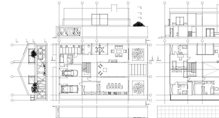house draft floor plans facades sections