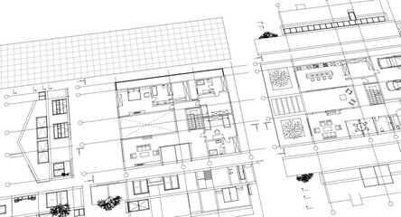 house draft floor plans facades sections
