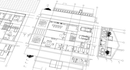 house draft floor plans facades sections