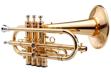 Obraz premium gold trumpet isolated on white
