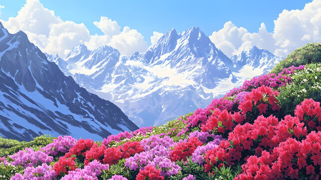 flower, flowers, nature, landscape, pink, summer, mountain, garden, mountains, spring, plant, sky, purple, meadow, flora, field, park, bloom, blossom, travel, grass, beautiful, beauty, floral, lavende