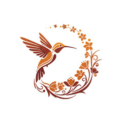 Obraz premium Hummingbird in a Floral Circle