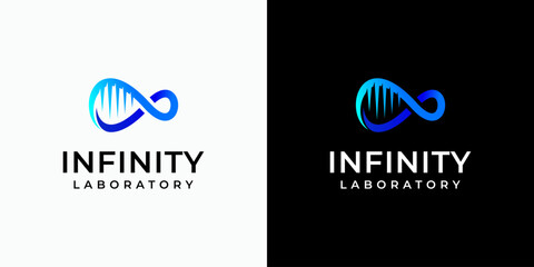 Vector logo design of the infinite DNA symbol with a modern, simple, clean and abstract style. Icon for business, research, science and personal branding.