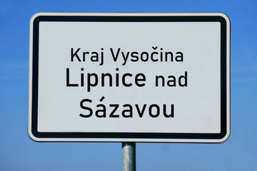 Ortsschild Kraj Vysočina Lipnice nad S&aacute;zavou