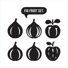 Fig Fruit set black silhouette
