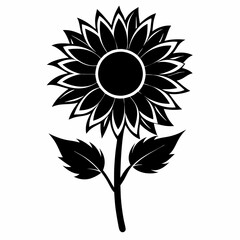 Sunflower Shine black silhouette vector
