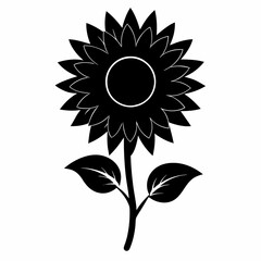 Fototapeta premium Sunflower Shine black silhouette vector