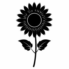 Fototapeta premium Sunflower Shine black silhouette vector