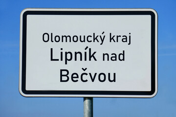 Ortsschild Olomoucký kraj Lipník nad Bečvou