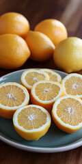 A plate of sliced oranges and lemons