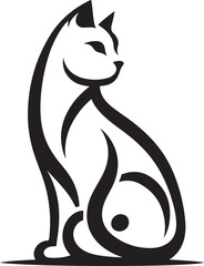Cat Curved and Straight Lines Logo Vector
