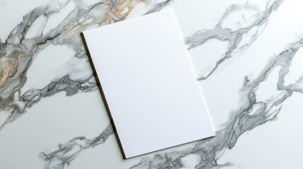 Minimalistic Composition of White Paper and Black Pen on Marble Surface