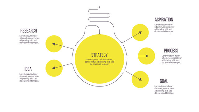 Business infographic template. Idea chart with five options, steps. Vector chart.
