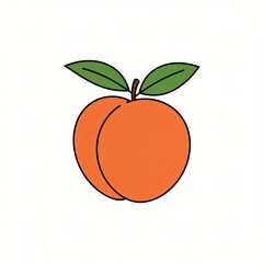 Juicy Peach Illustration Fresh Fruit Clipart, Summer Design Element