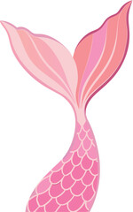 Pink Mermaid Tail Vector Illustration with Scales and Fins - Perfect for Fantasy and Underwater Themes