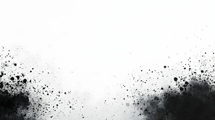 background with scattered paint splashes in monochromatic tones of gray, black, and white, creating a minimalist abstract design