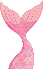 Pink Mermaid Tail Vector Illustration with Scales and Fins - Perfect for Fantasy and Underwater Themes