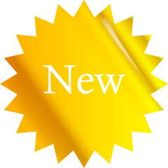 Yellow new modern round sticker isolated on white. Price sticker, sale sticker, price tag, retro label, sale or discount sticker, promotional badge set, shopping label png