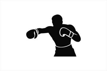 Boxer boxing vector set illustration on white background. boxer bounce silhouette icon.
