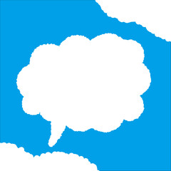 ちぎり絵のようにジワジワ滲んだラフなアウトラインの白い雲のようなフキダシ・フレームシリーズ。セリフや名札（ネーム）やワッペンに。ベクター素材