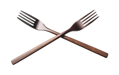 Chopsticks Crossing Fork and Knife in Artistic Composition Isolated on transparent background.