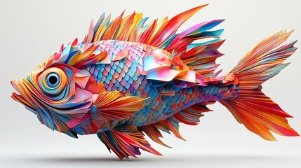 Obraz premium A Colorful Spectacle: An Abstract Fish Showcasing Multicolored Scale Arrangement