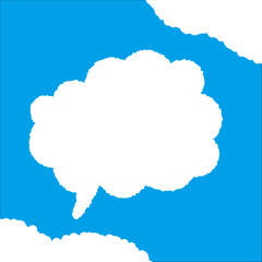 ちぎり絵のようにジワジワ滲んだラフなアウトラインの白い雲のようなフキダシ・フレームシリーズ。セリフや名札（ネーム）やワッペンに。ベクター素材