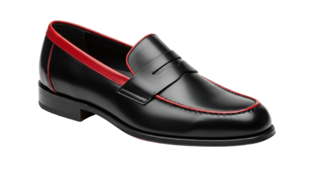 Isolated Black Leather Loafer Shoe
