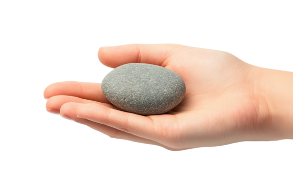 Hands Embracing Stone Representing Forgiveness and Healing Isolated on transparent background.