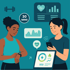 Smart health monitoring technology flat vector