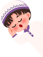 Adorable Cartoon Boy in Kufi Cap Sound Asleep