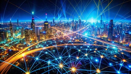 Fototapeta premium Unveiling the Abstract Digital Metropolis A Macro Fractal Exploration of Global Interconnectedness