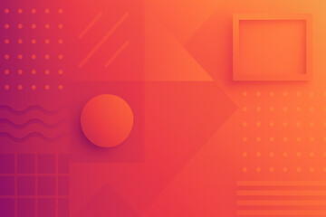 Abstract Geometric Background in Warm Orange and Purple Tones with 3D Shapes