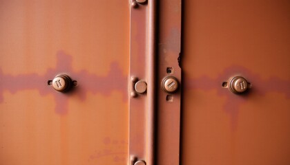 Rustic Textures Close-up of Weathered Metal Panels with Bolts and Aged Details