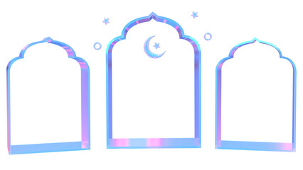 Iridescent Glass Dome Arches With Crescent and Stars