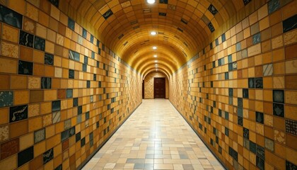 Fototapeta premium Intricate Tilework A Spiraling Hallway Design