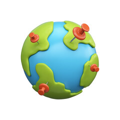 Globe with location point, 3D render