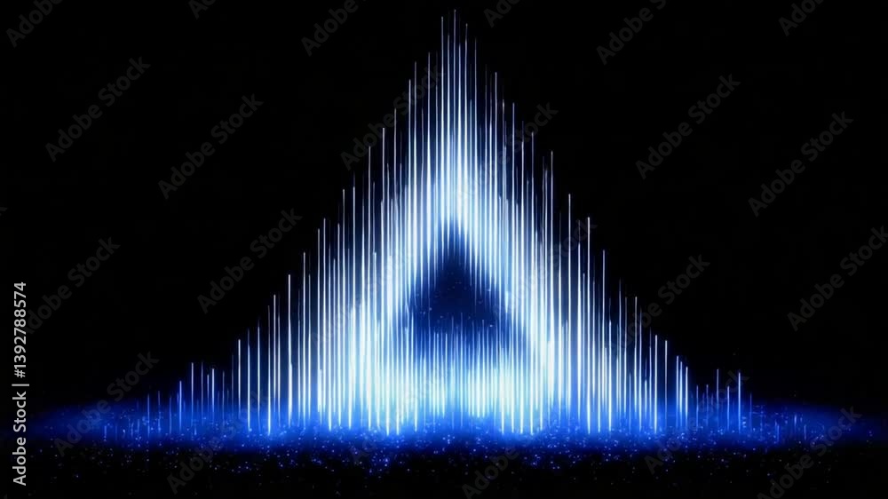 Poster rotating triangle of equalizer bars creating dynamic visual effects generative ai