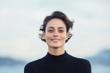 minimalistic portrait of individual on dia dos namorados against blurred background with ample copy space