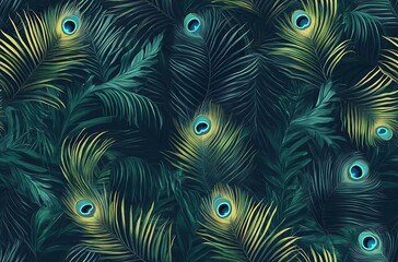 Beautiful peacock feather seamless pattern wallpaper