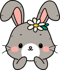 cute Easter rabbits cartoon characters vector.