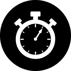 Minimalist Stopwatch Icon Against Solid Black Background Symbolizing Timeliness