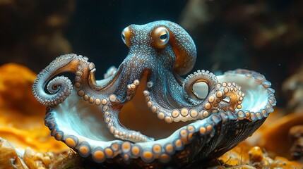 Baby octopus in shell