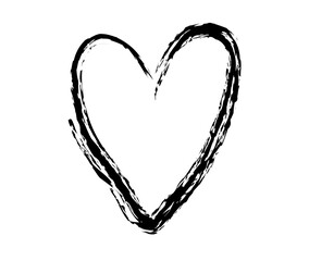 Black Hand Drawn Heart Illustration, Abstract Brush Stroke Design