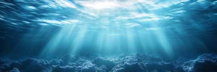 Blue water surface background with ripples and reflections