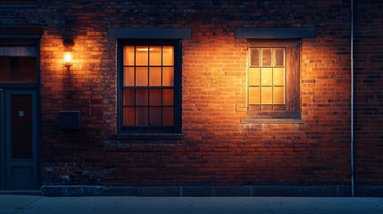 Fototapeta premium Illuminated Brick Wall with Textured Surface in Soft Light - Grungy Urban Background